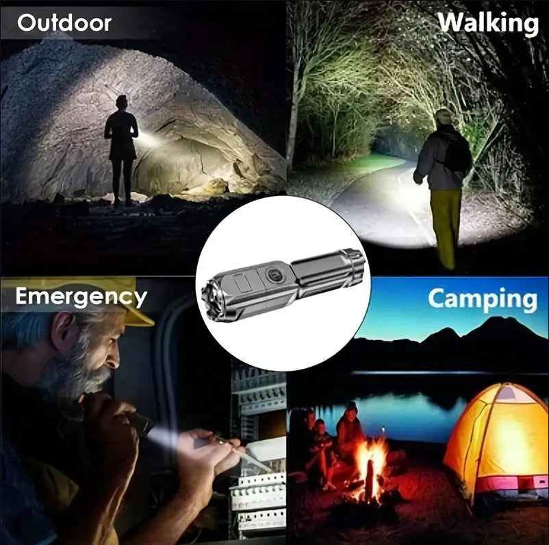 Rechargeable LED Flashlight - Portable Zoomable Handheld Torch for Outdoor and Household Use