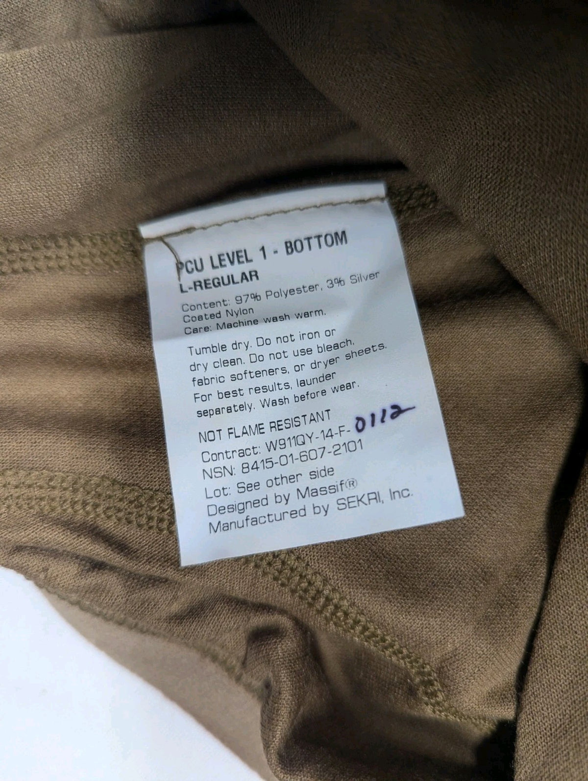 Thermal Base Layer Bottoms for Men - Olive, Size Large, Long Johns