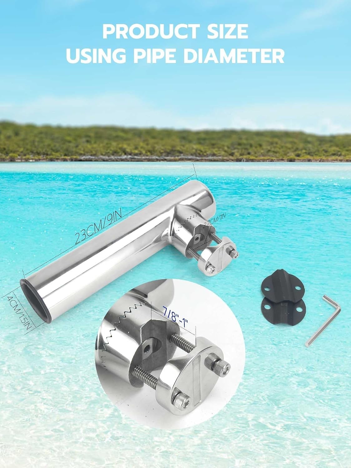 Stainless Steel Fishing Rod Holders 2-Pack | Adjustable Clamp-On Marine Gear