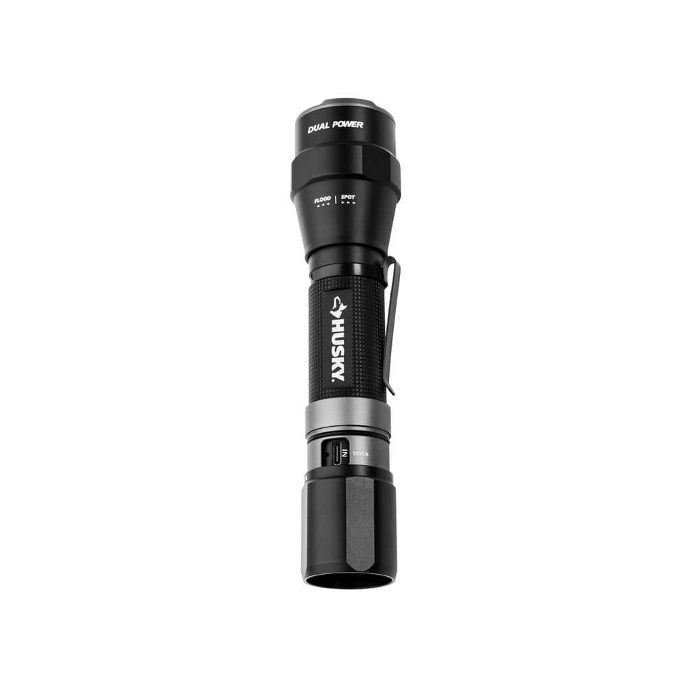 Rechargeable LED Flashlight 1200 Lumens Focus & Dual Power with USB-C