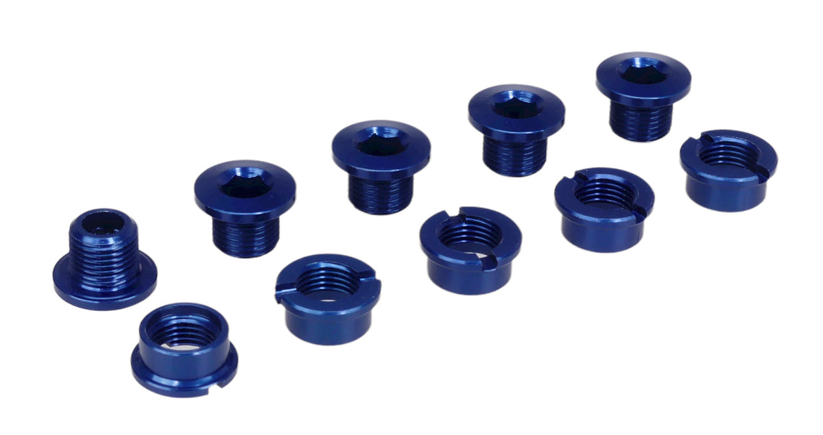 Aluminum Alloy BMX Bicycle Chainring Bolt Set - Cobalt Blue, 5 Pack