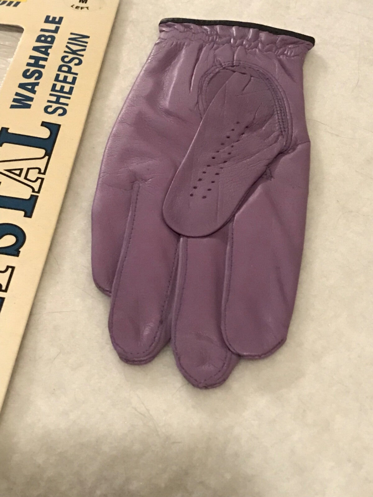 Washable Sheepskin Golf Glove Ladies Left Hand Large Purple