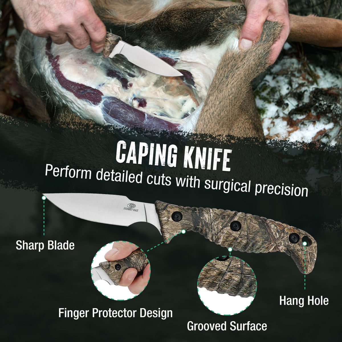 Hunting Field Dressing Kit 4-Piece Knife Set with Portable Sheath for Game Processing