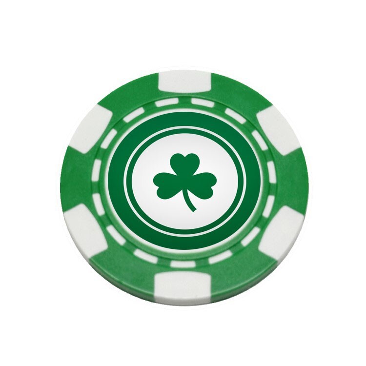 Golf Ball Marker with Lucky Clover Poker Chip for Green Play - Magnetic Hat Clip
