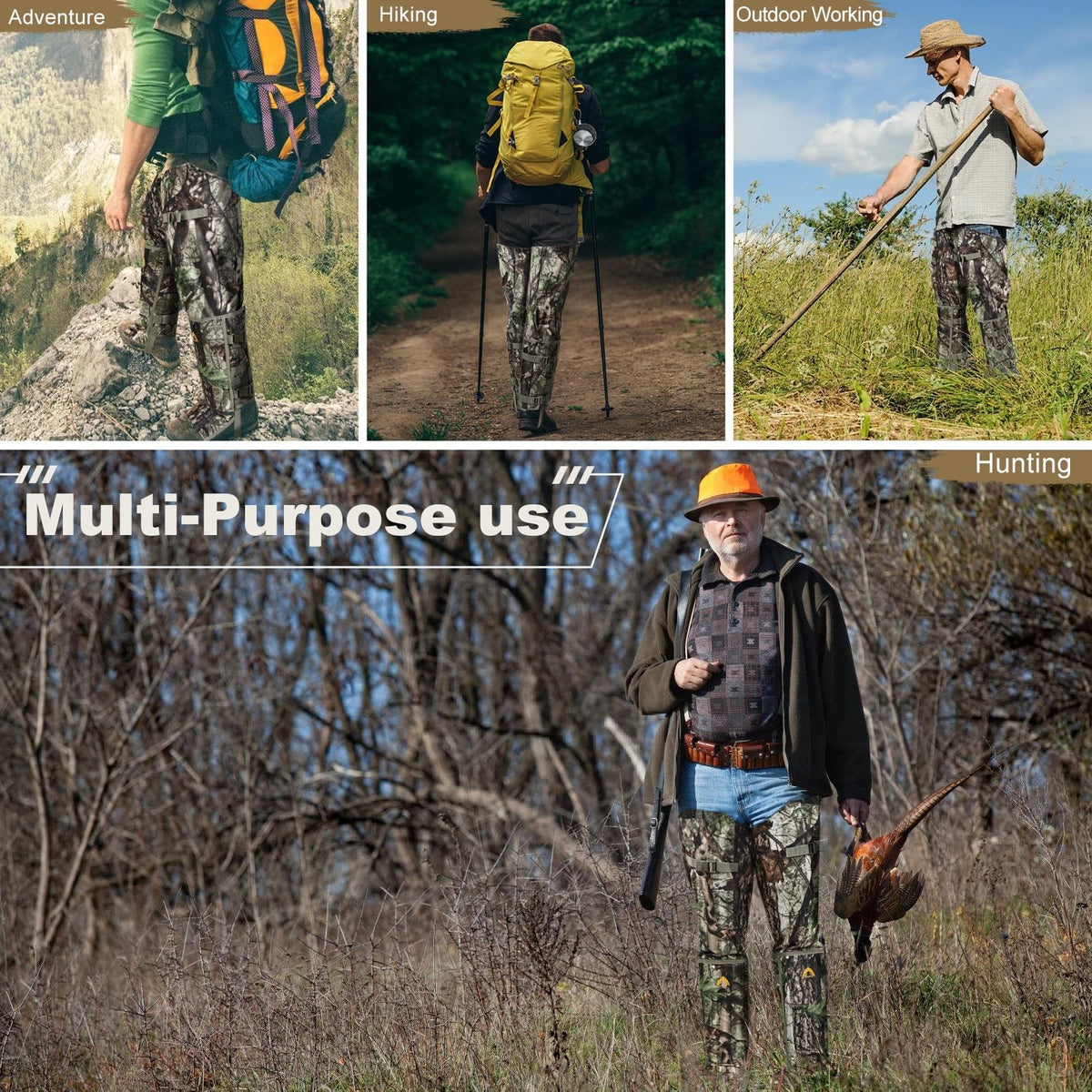 Waterproof Snake Bite Protection Chaps for Hunting | Adjustable Gaiters
