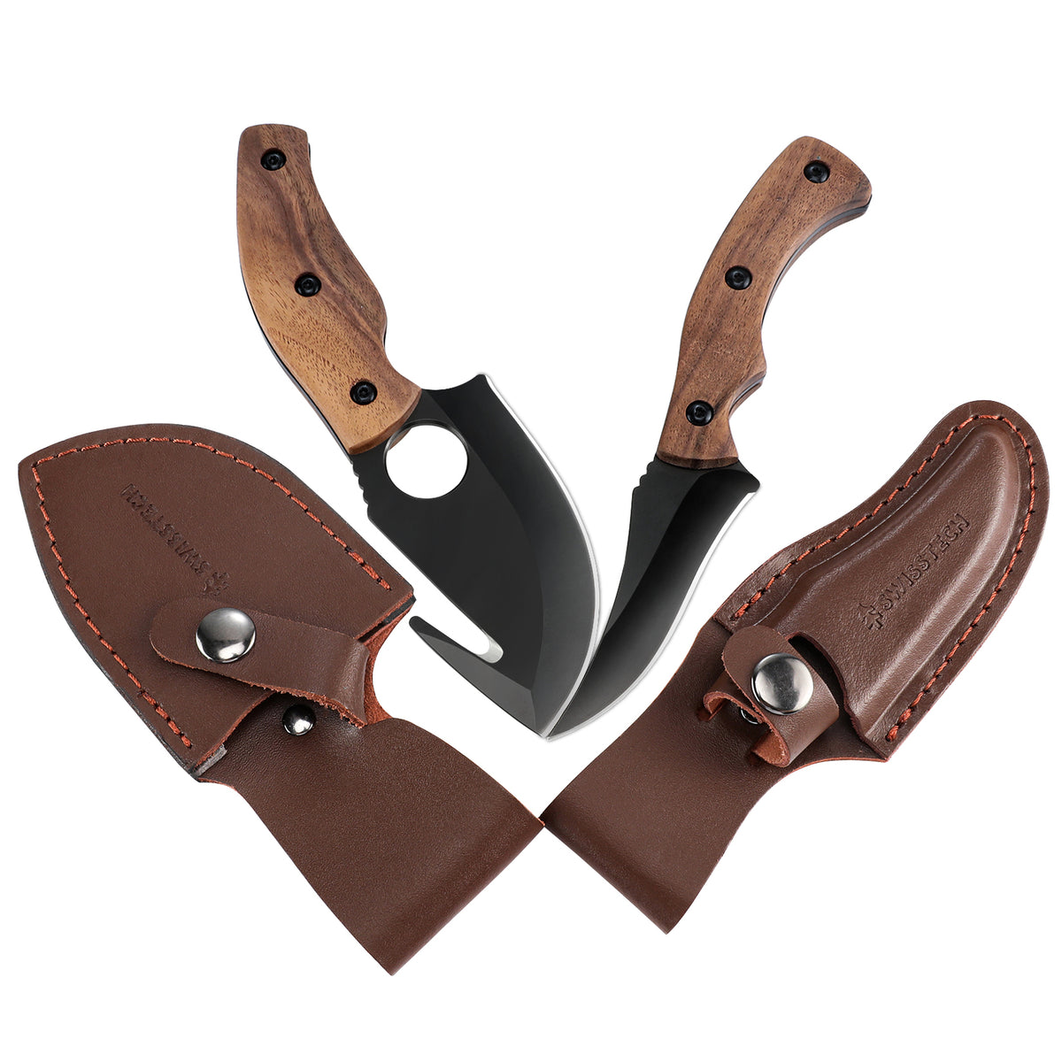 Fixed Blade Hunting & Skinning Knife Set - 6.5" Skinning & 7" Gut Hook, Full-Tang Handle