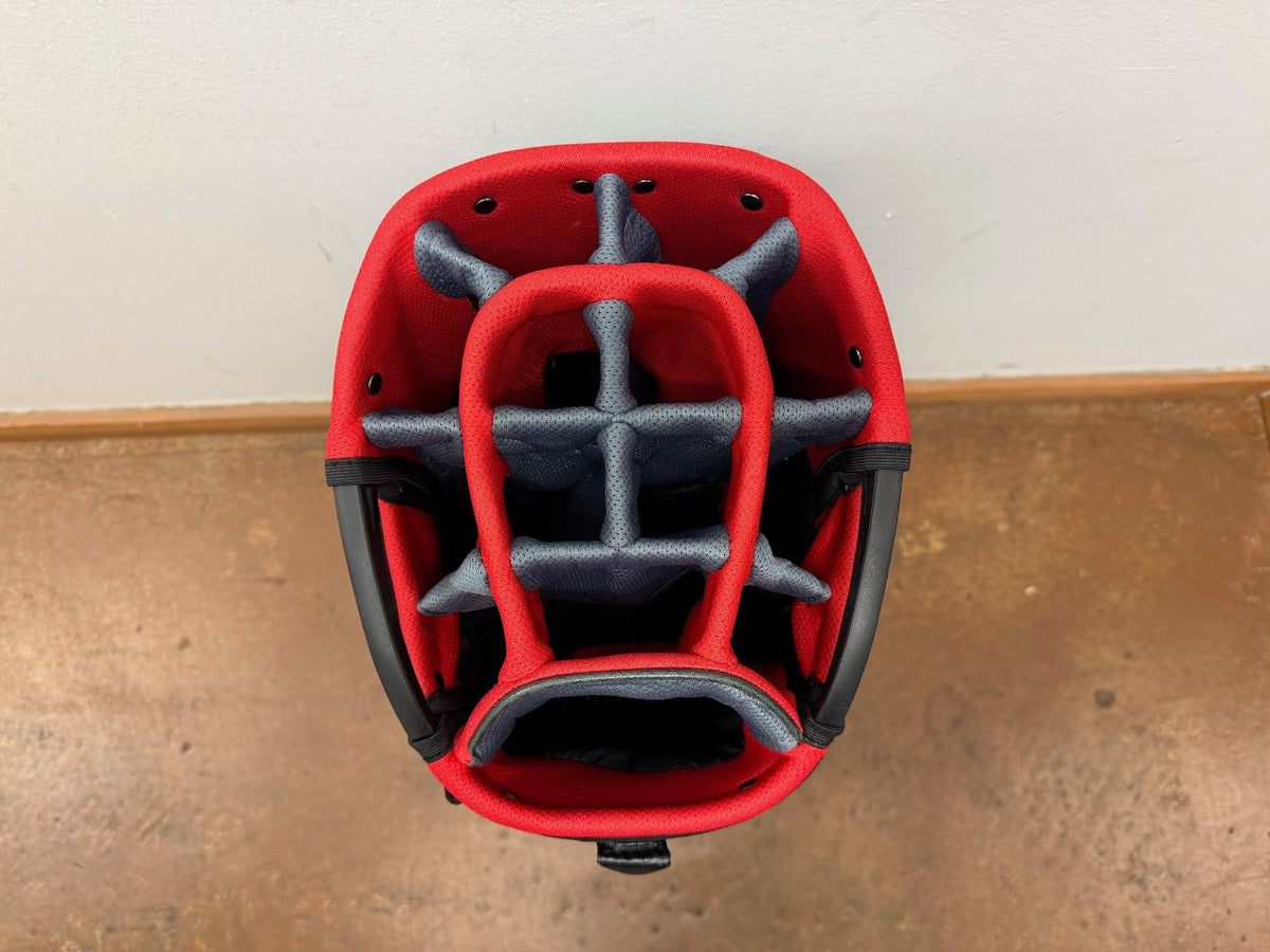 Waterproof 14-Way Golf Cart Bag with Rain Cover - Charcoal Red