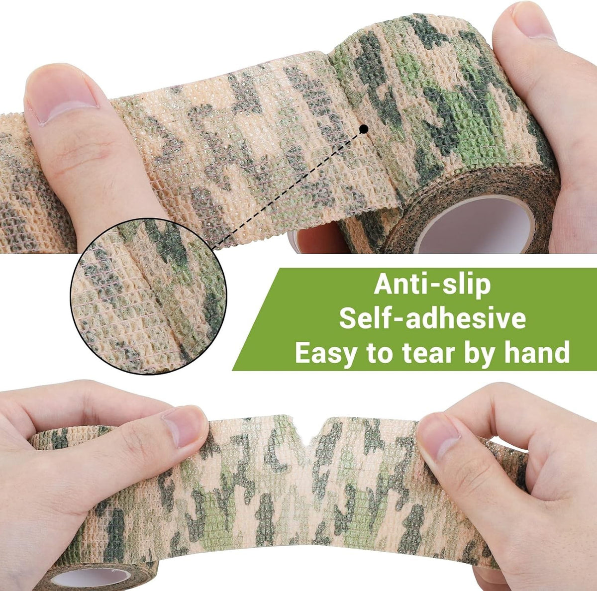 Self-Adhesive Camouflage Tape Wrap for Outdoor Hunting & Concealment - 12 or 24 Rolls
