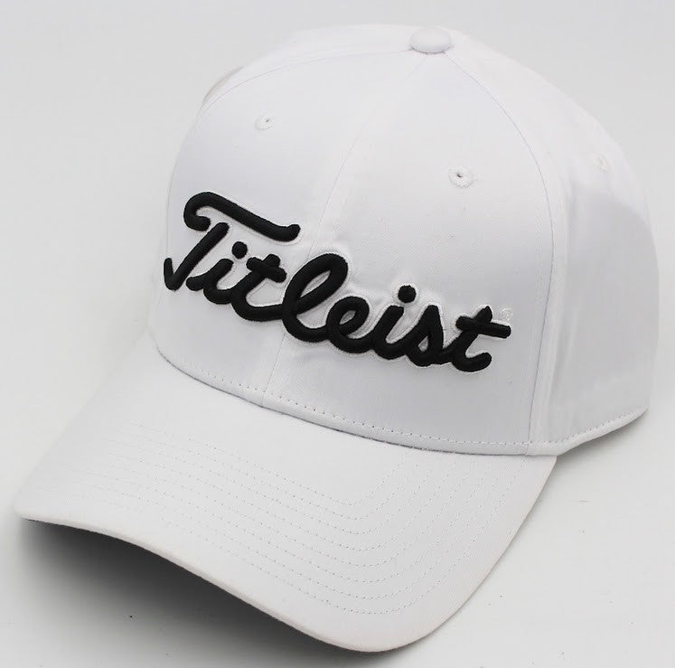 Performance Twill Golf Hat Fitted M/L White Black - Durable Sun Protection