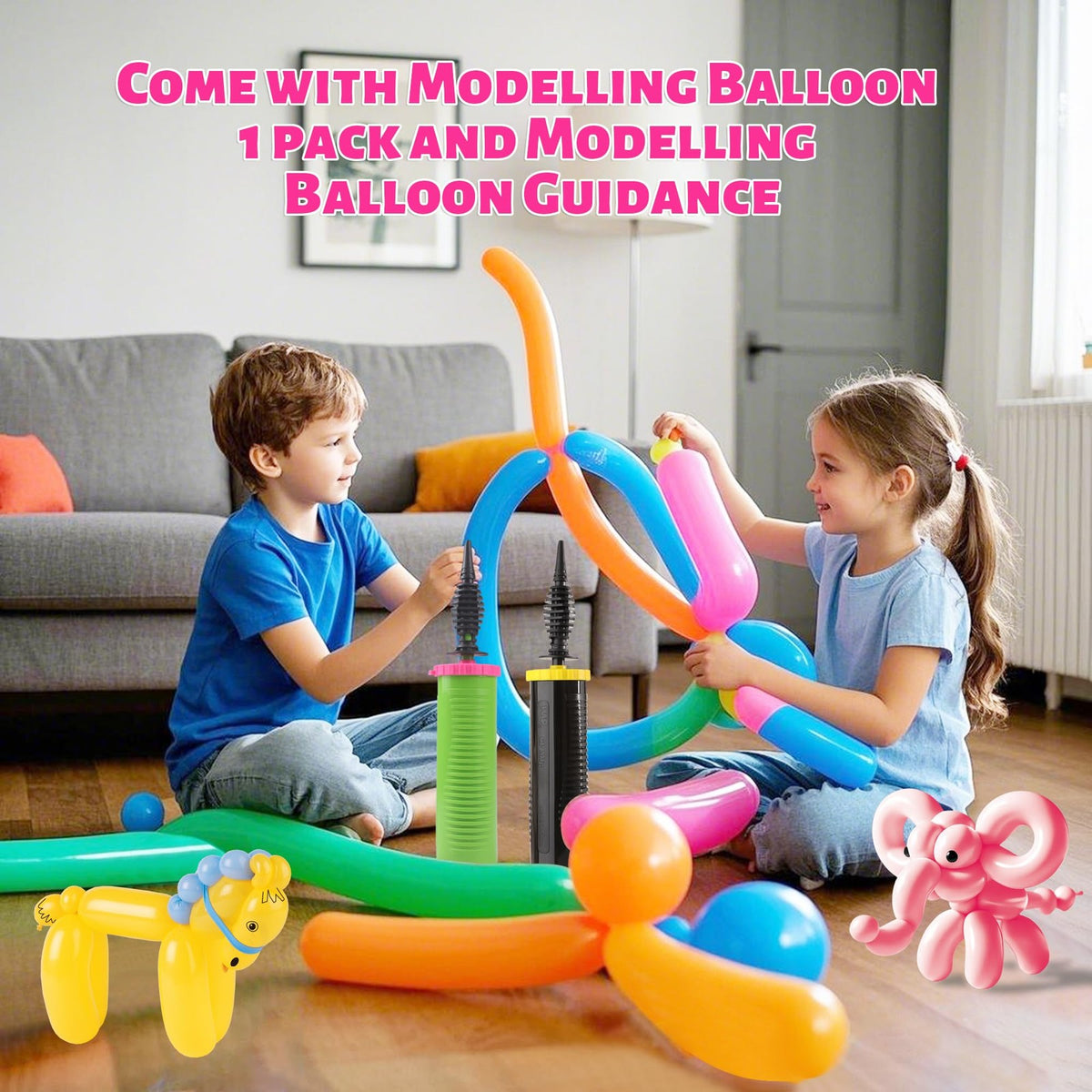 Balloon Pump Kit with 100 Assorted 260 Balloons for Party Decoration