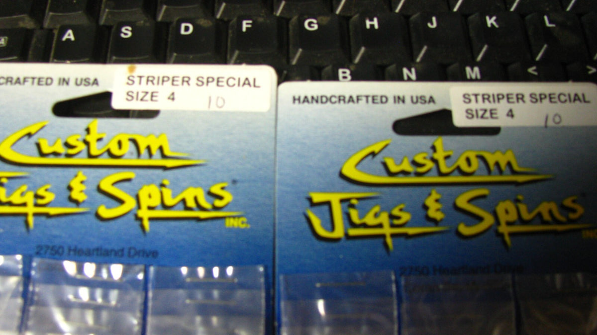 Ice Fishing Jigs Set - Custom Jigs & Spins Striper Special Size 4 Blue/Chrome 24 ct