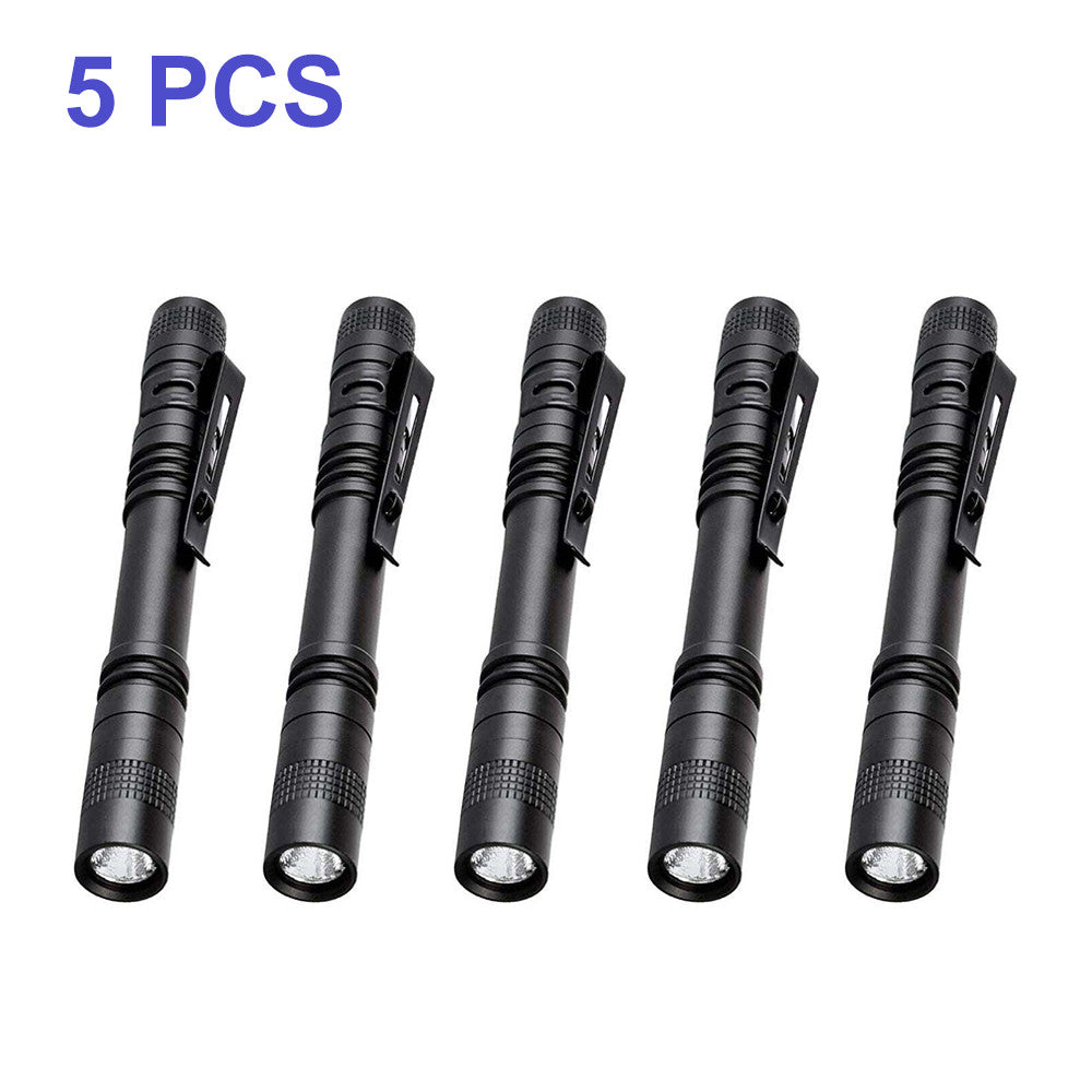 LED Penlight Flashlight Clip Mini Portable Torch for Outdoor Camping