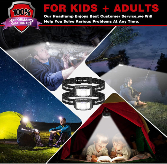 Rechargeable LED Headlamp 2000 Lumens, Waterproof, 16 Modes, 2 Pack