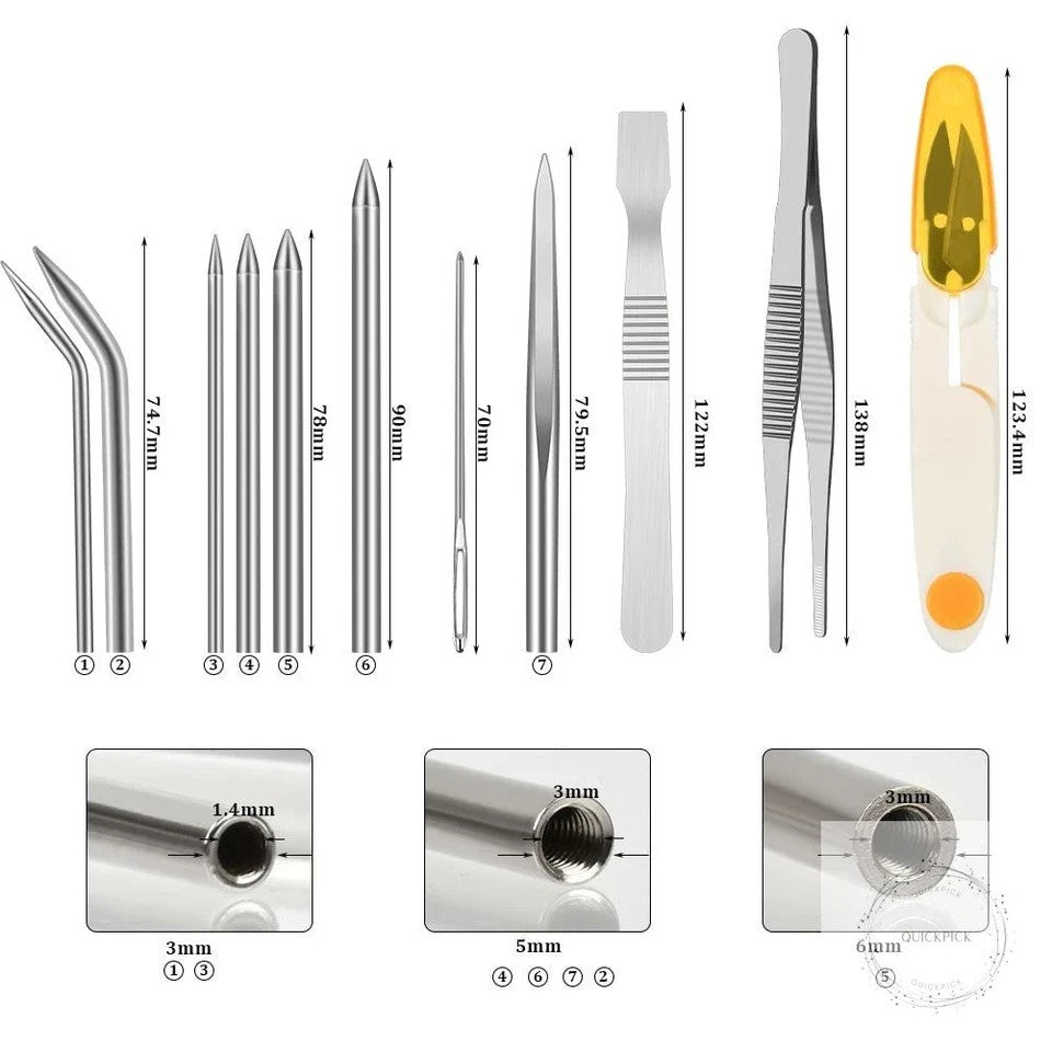 14-Piece Paracord Knotting and Weaving Tool Set Stainless Steel Needles