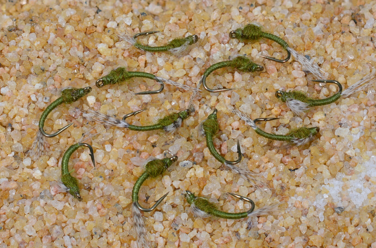 Olive Emerger Fly Set - Mustad Signature Hook Assorted Sizes for Fly Tying