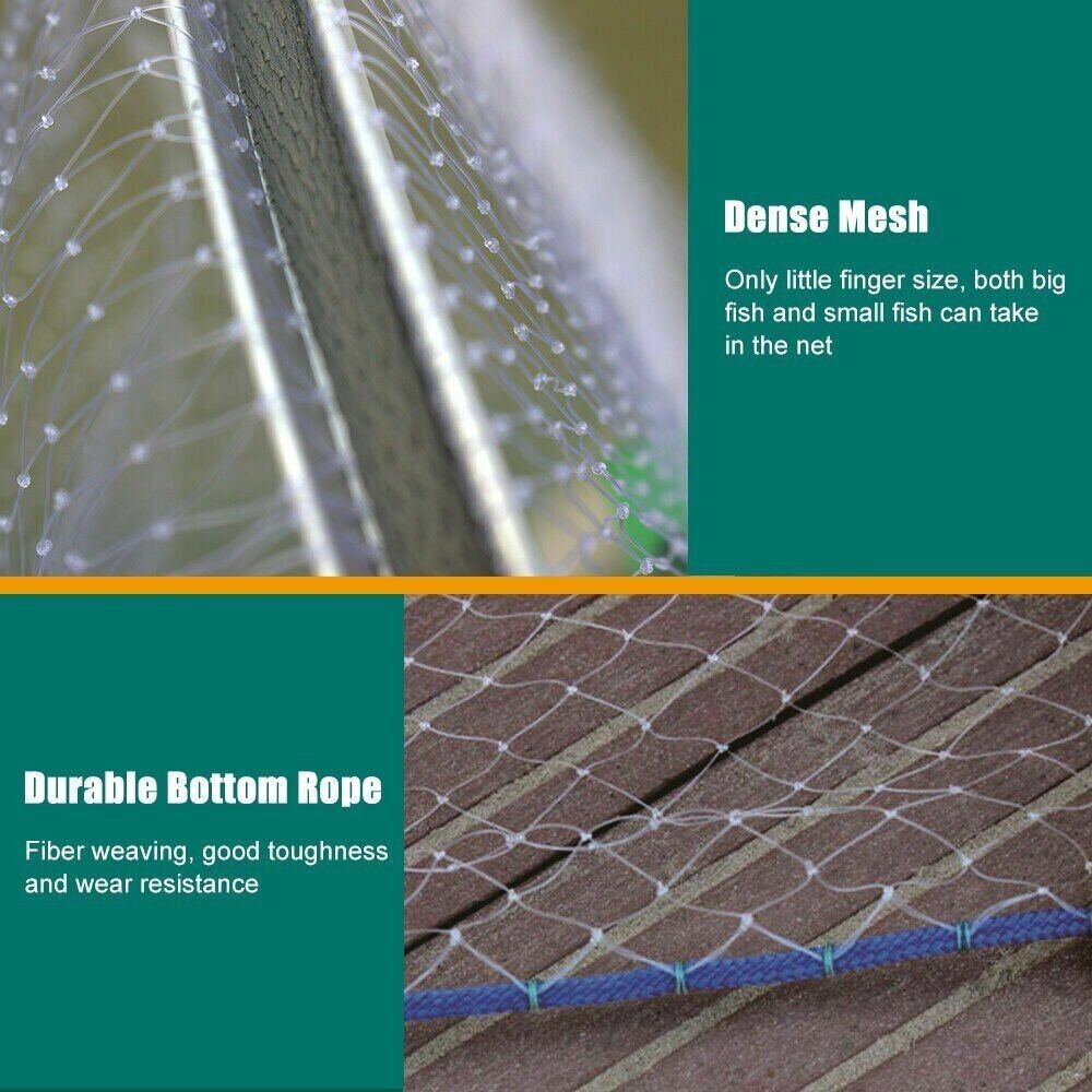 8FT Hand Cast Net for Bait Fishing, Strong Nylon Mesh, Easy Throw, 3/8 Inch Mesh