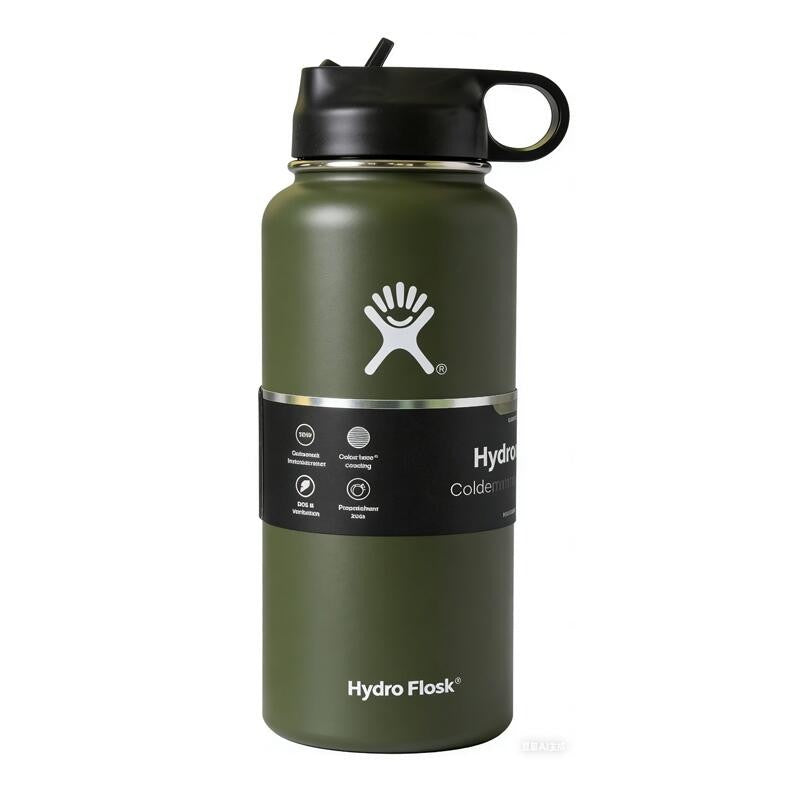 40 oz Vacuum Insulated Stainless Steel Water Bottle with Wide Mouth and Leakproof Straw Lid