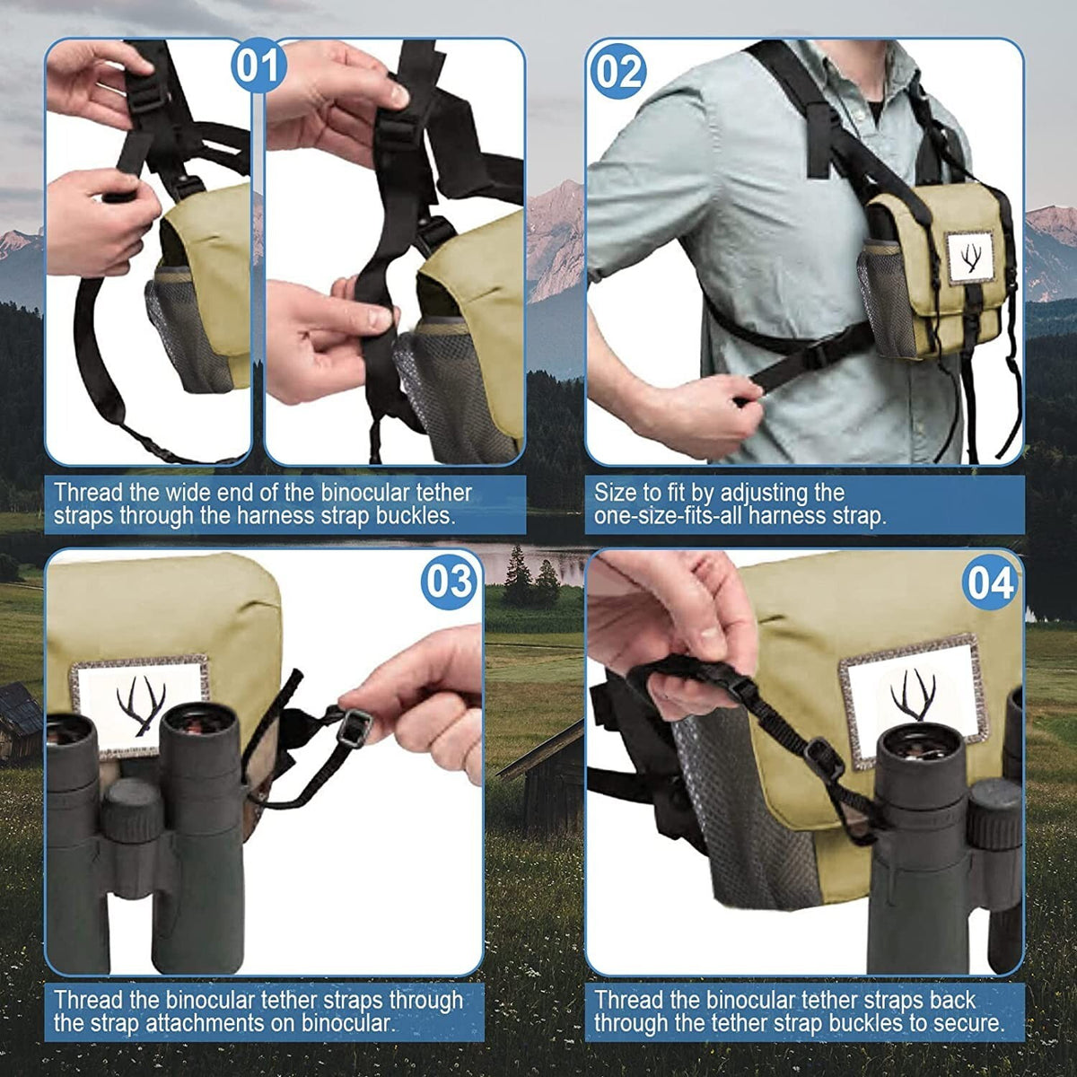 Binocular Harness Chest Pack - Adjustable Outdoor Optic Bag & Case