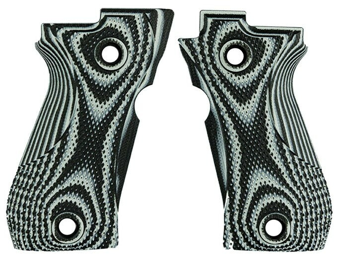 Beretta 84 & 81 Thin Checkered G10 Grip Set - Black & Light Gray