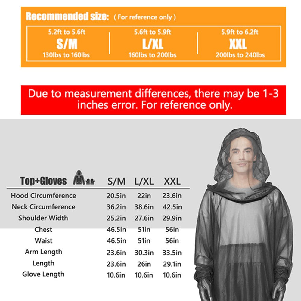 Mosquito Jacket with Hood and Mitts for Outdoor Camping Gardening - Bug Netting Clothing