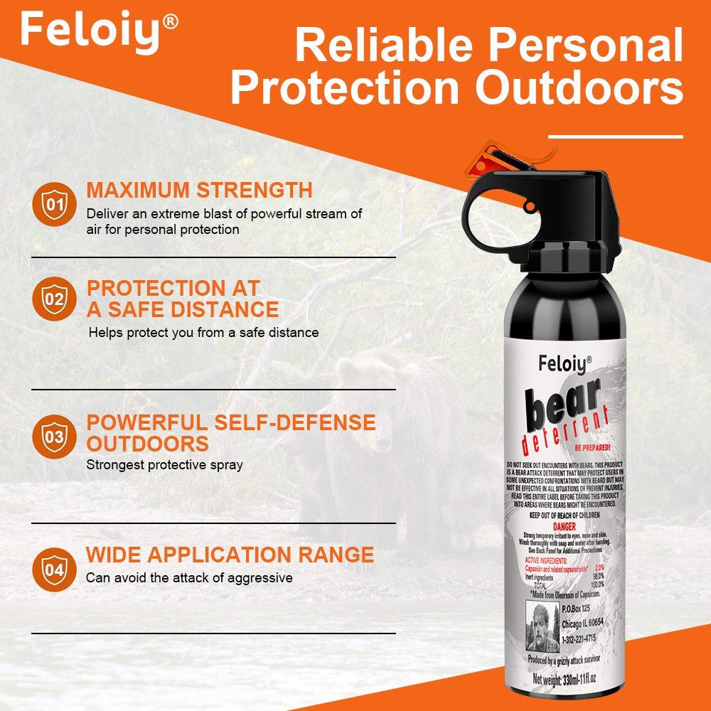 2 Pack Bear Spray Repellent 11oz Powerful Wildlife Deterrent Non-Lethal