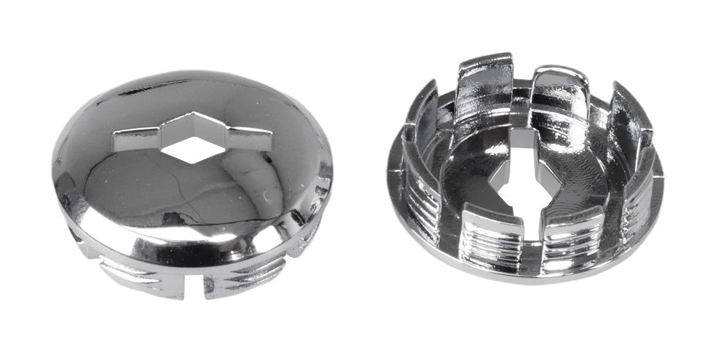 Plastic Chrome Dust Cap Cover Pair for Bicycle Cranks - 22mm Threaded