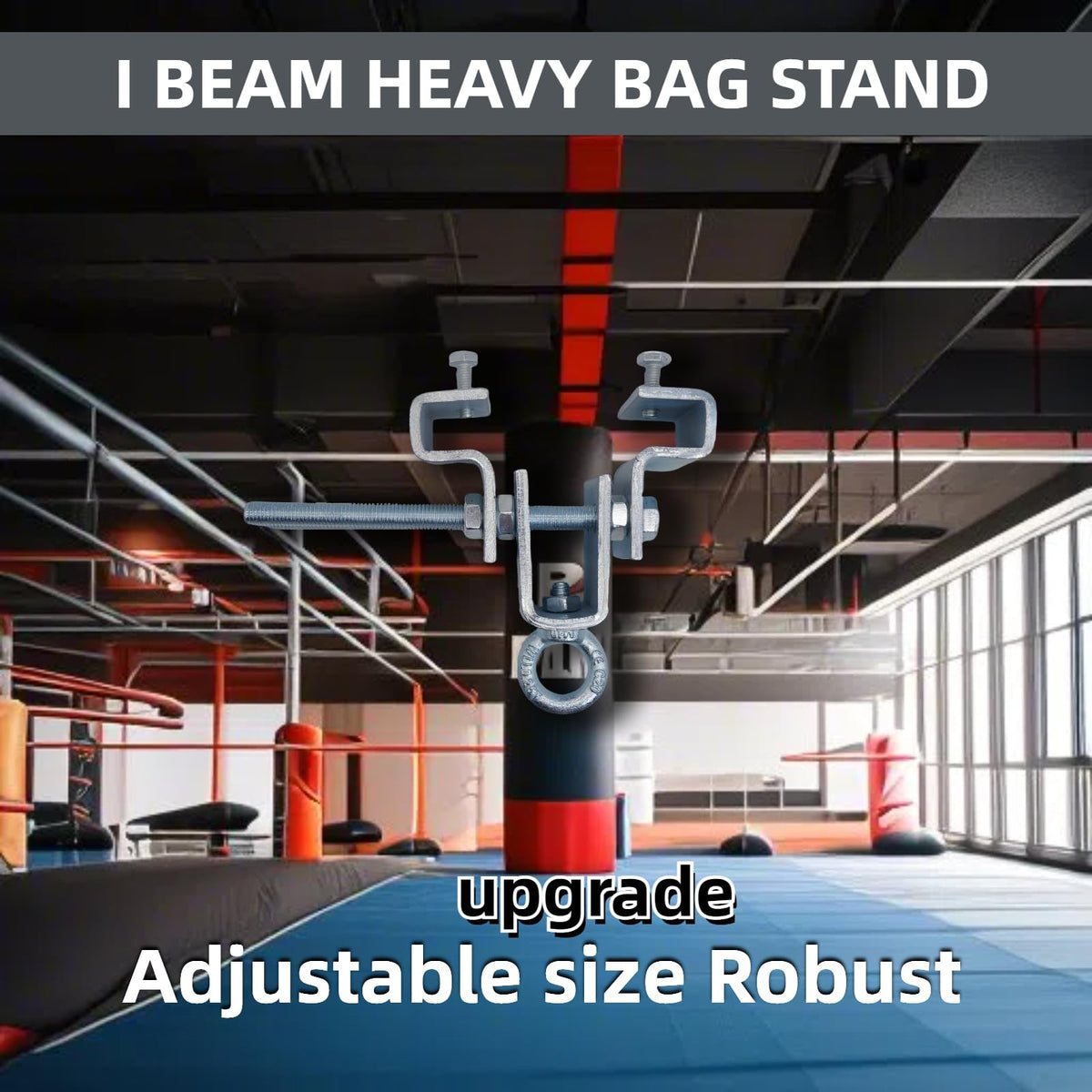 Heavy Bag Mount Steel Clamp for I-Beam Boxing Equipment - 2.36 Inch Widened Twin Screw