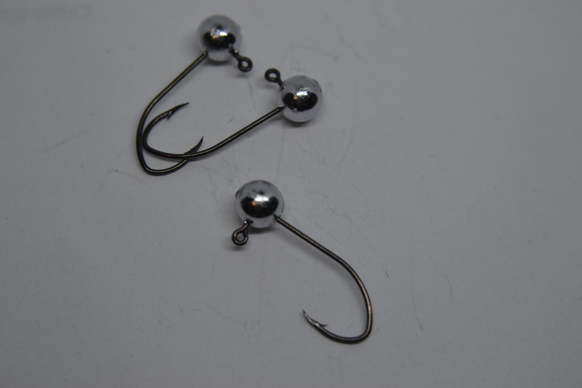 1/16 Inch #6 Ball Jig Head No Collar for Fishing - Black Sickle Hooks, 100 Count