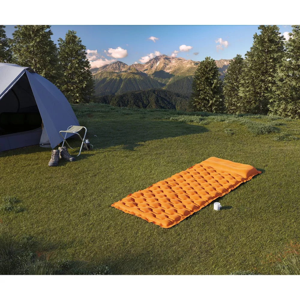 Inflatable Camping Sleeping Pad with Built-In Pillow and USB Pump - Lightweight & Puncture Resistant