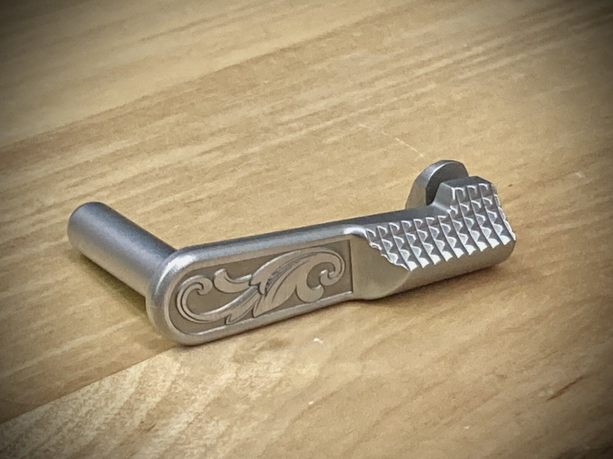 1911 Slide Stop Engraved Stainless Steel for 45ACP Handgun