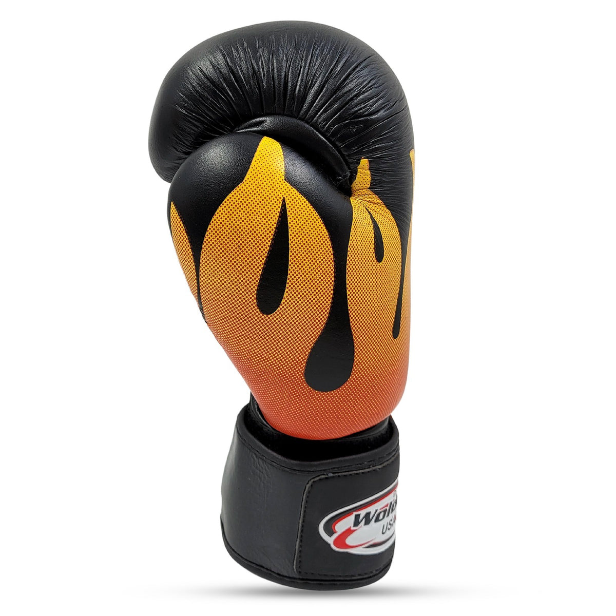 Genuine Leather Boxing Gloves MMA Sparring Gloves with Flame Design - Unisex