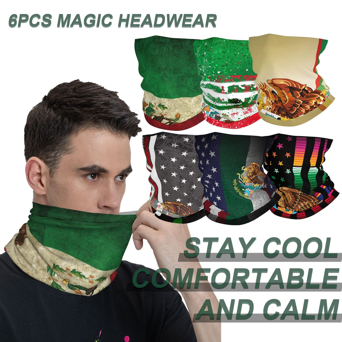 6 Pack Sun Protective Face Masks for Men Multi-Purpose Neck Gaiters