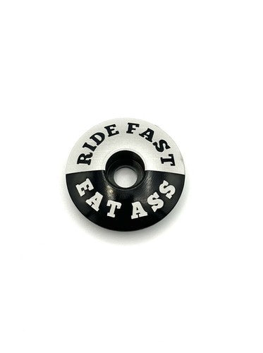 Laser Etched Bicycle Headset Stem Cap 1 1/8 - Ride Fast Eat A*%