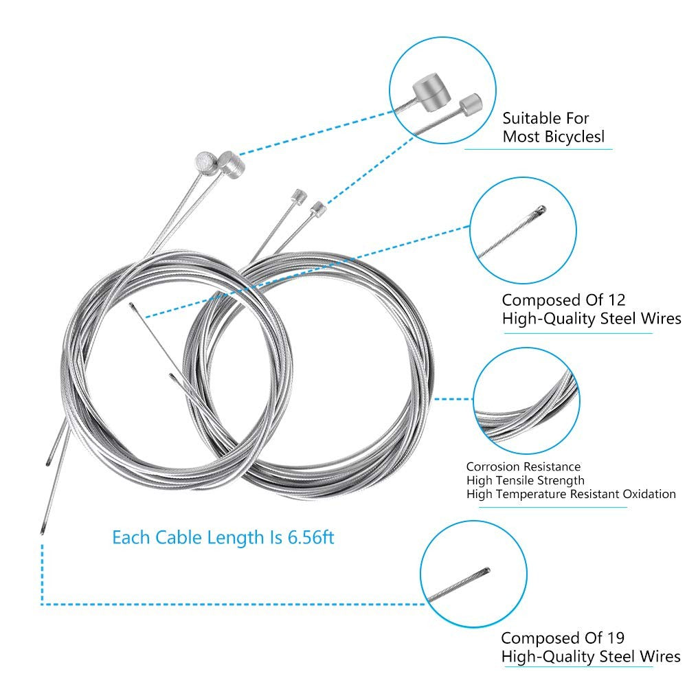 4-Piece Bicycle Brake and Shifter Cable Set for Mountain Bikes