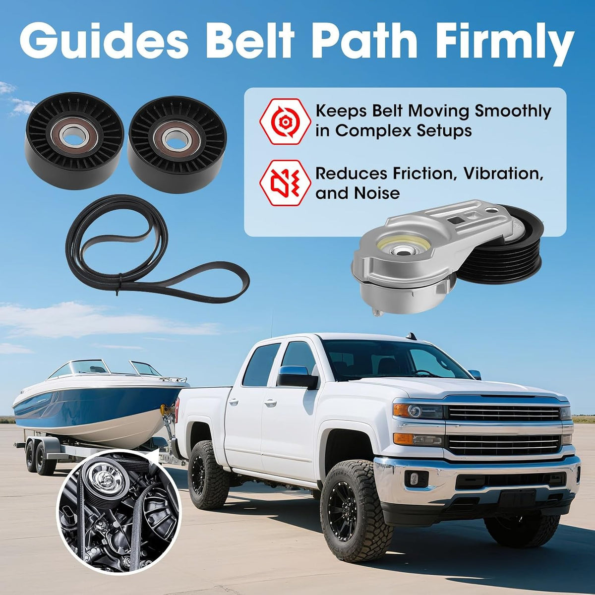 Drive Belt Tensioner Pulley Assembly Kit for Dodge Ram 1500 2500 3500 5.7L V8