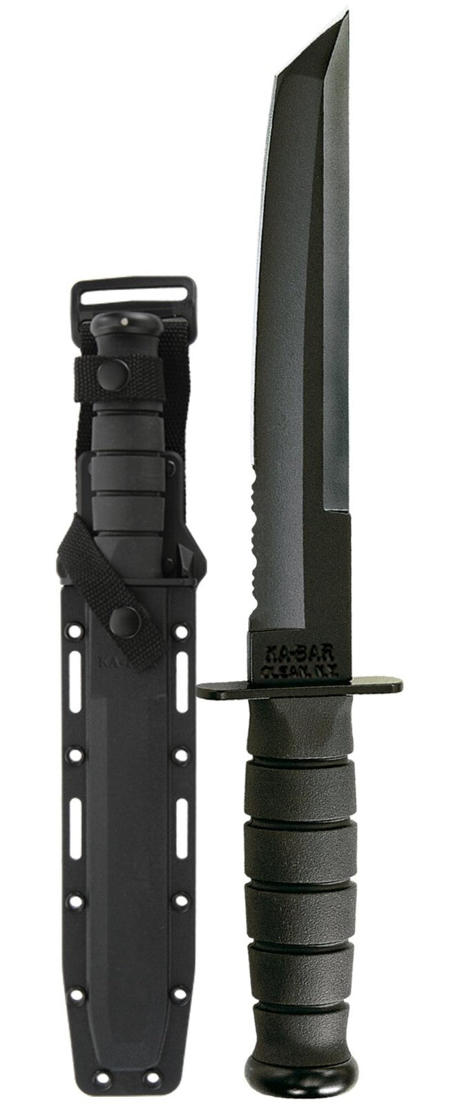 Tanto Tactical Survival Fixed Blade Knife with Sheath - 8 Inch Blade, Black