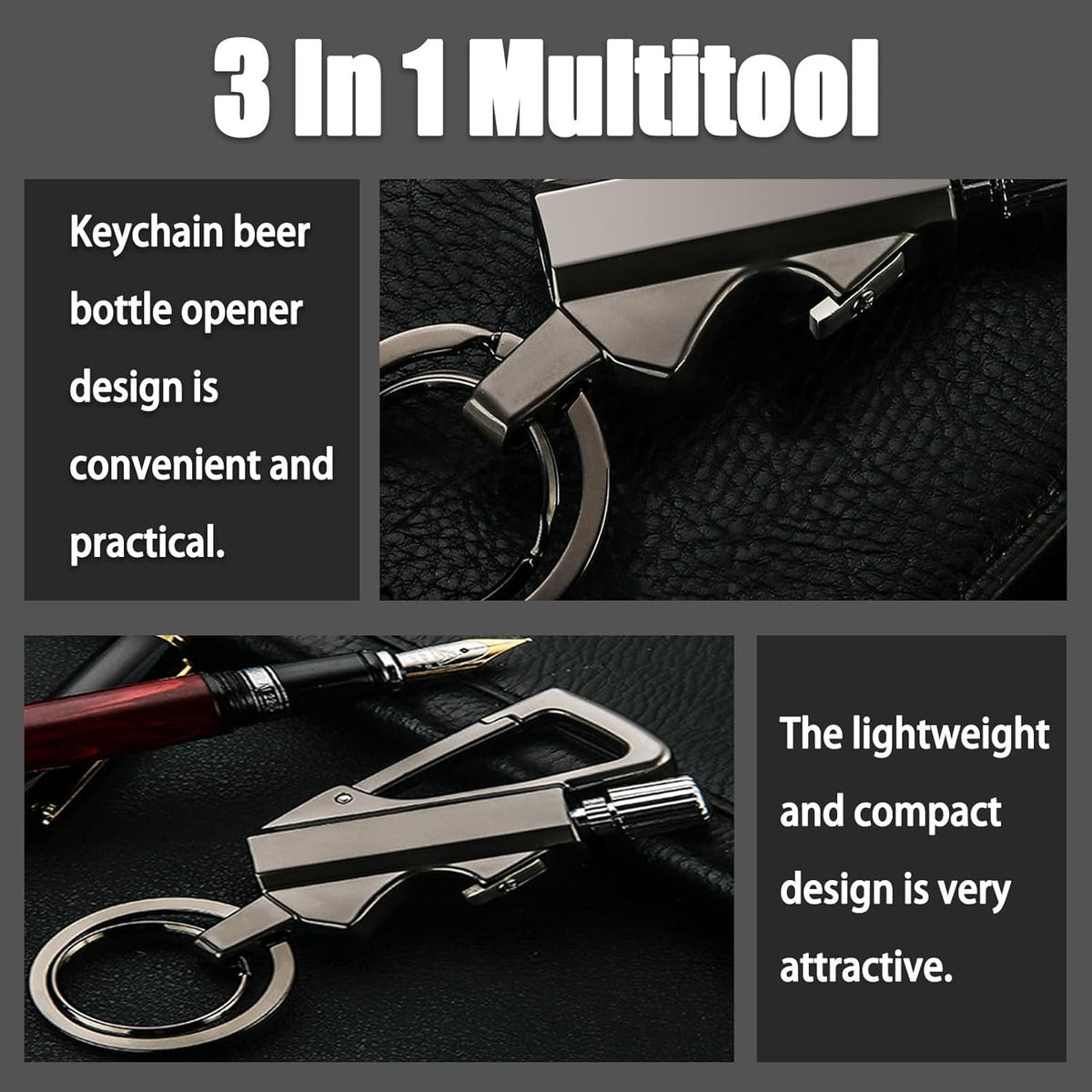 Portable Waterproof Metal Match Lighter with Keychain & Bottle Opener Set