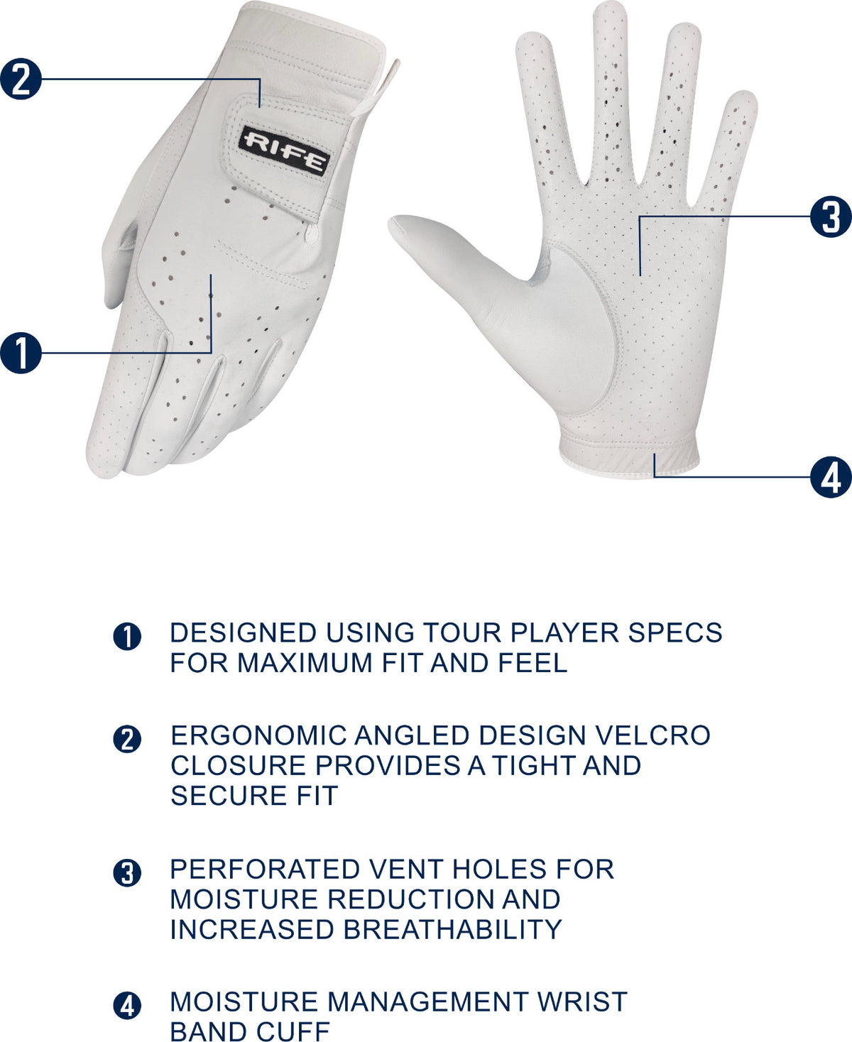 Golf Gloves 6 Pack - Genuine Cabretta Leather, Breathable, Secure Fit