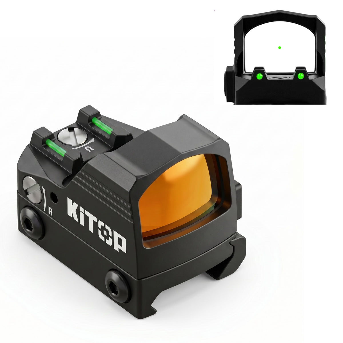 Red & Green Dot with 2 MOA Reticle - Dual Fiber Optic, Motion-Activated