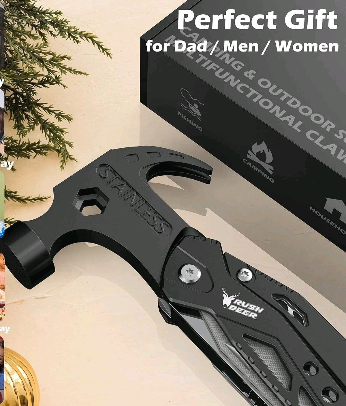 14-in-1 Stainless Steel Multi-Tool with Serrated Knife and Black Pouch