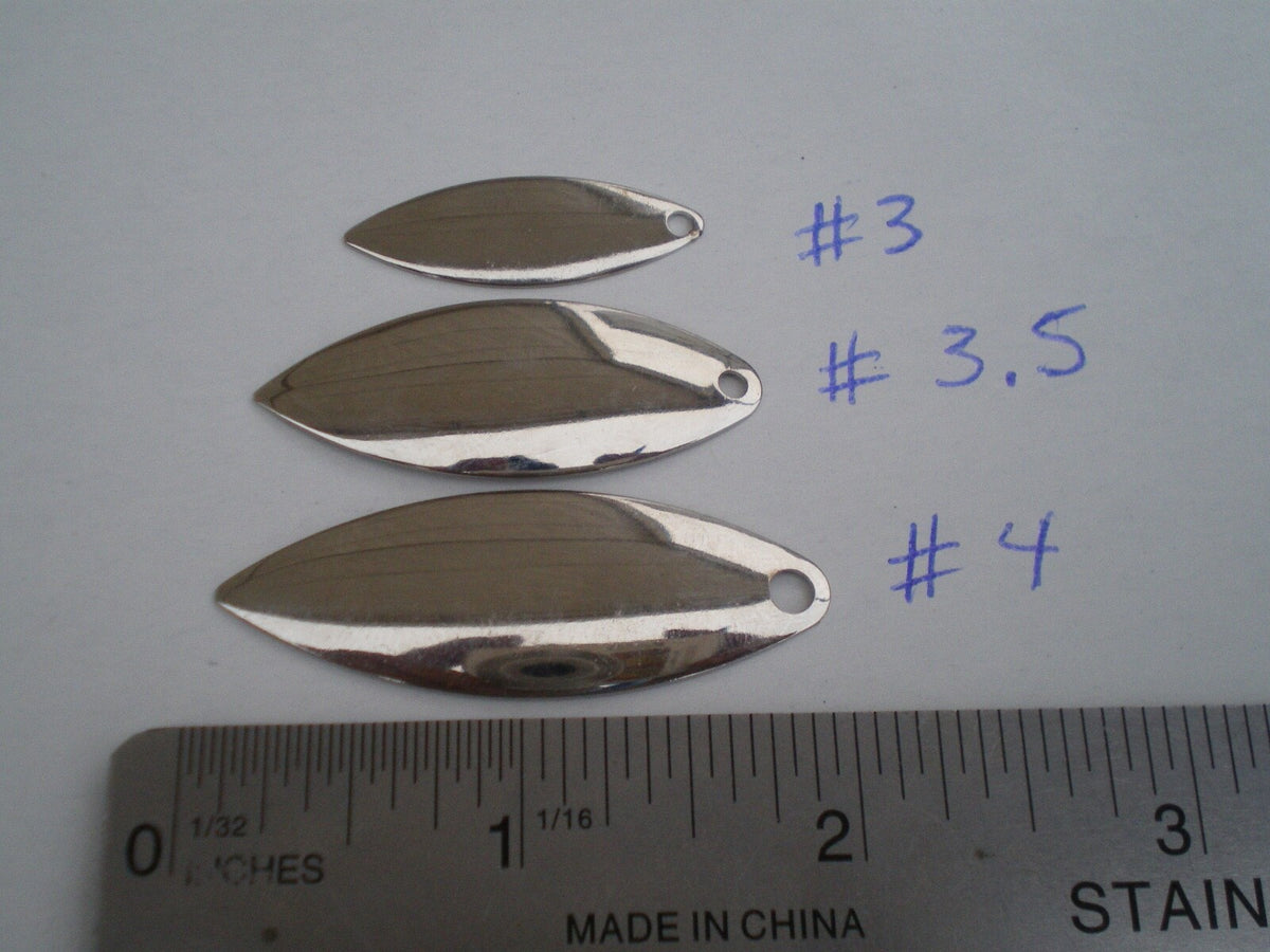 25 Pcs. Nickel Brass Willow Leaf Blades for Spinner Jigs - #3, 1-1/4" Long