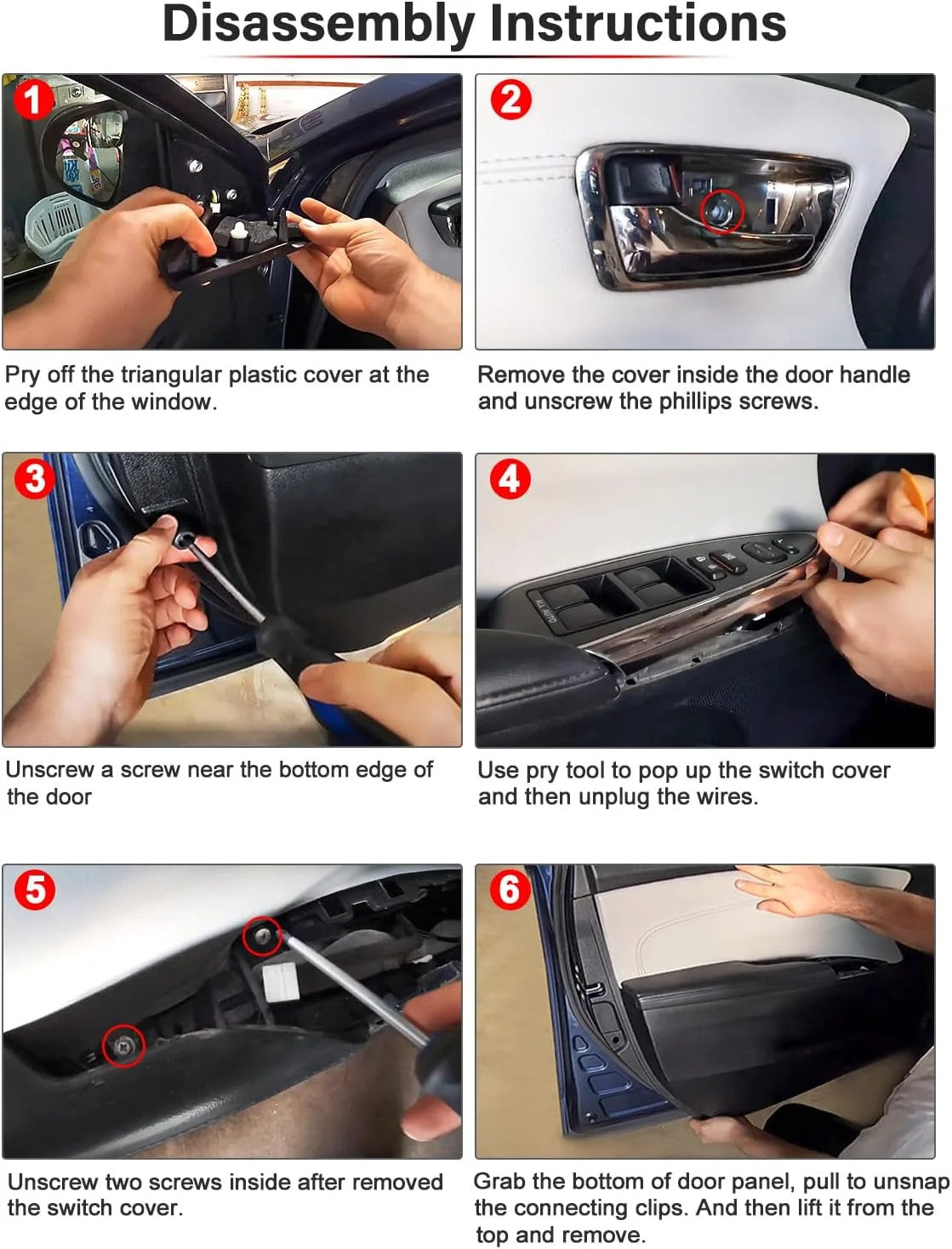 Car Rear Door Armrest Cover Replacement for Toyota Avalon 2013-2018 - Set of 2, Black, PU Leather