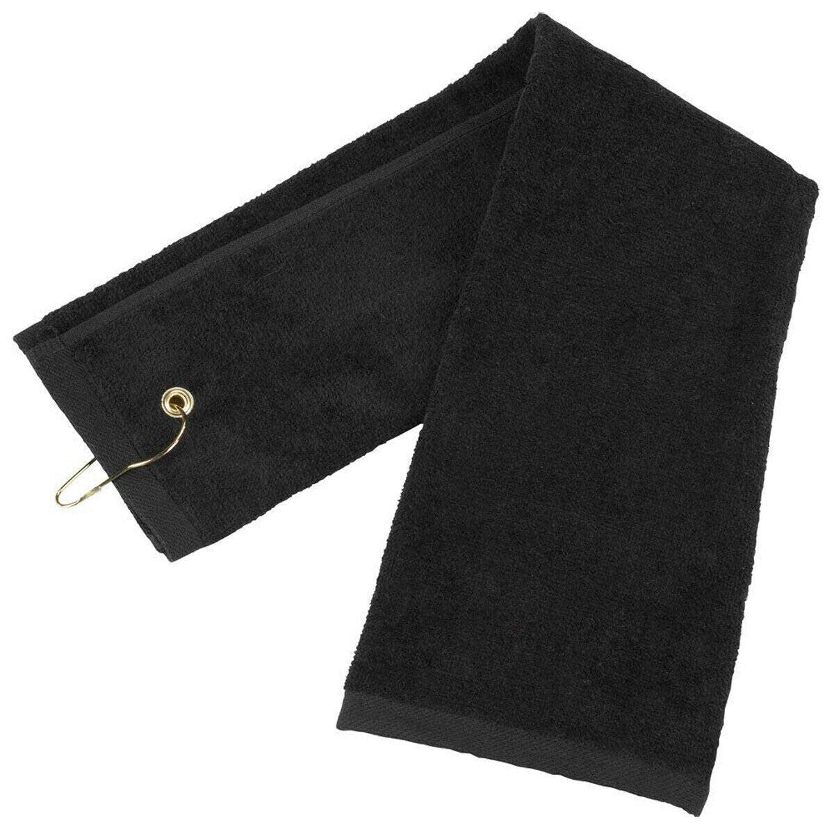 Golf Towel 16x26 Inches with Grommet & Hook - 100% Cotton, Tri-Fold Terry Velour