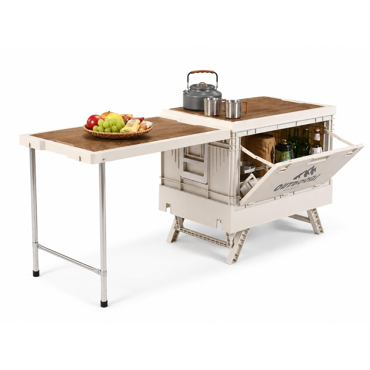 94-Inch Multi-Function Camping Kitchen Box with Washing, Chopping & Cooking