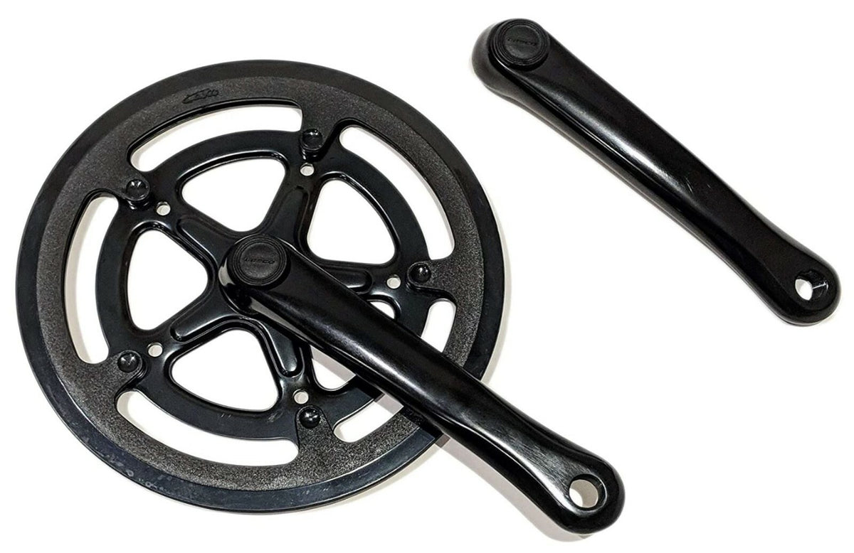 52T Aluminum Bicycle Chainring Set with 170mm Crank Arms for Folding and E-Bikes - Black