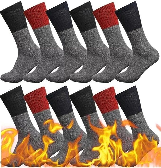 Men's Thermal Warm Socks - Heavy Duty Winter Heated Boots Socks 6-12 Pairs