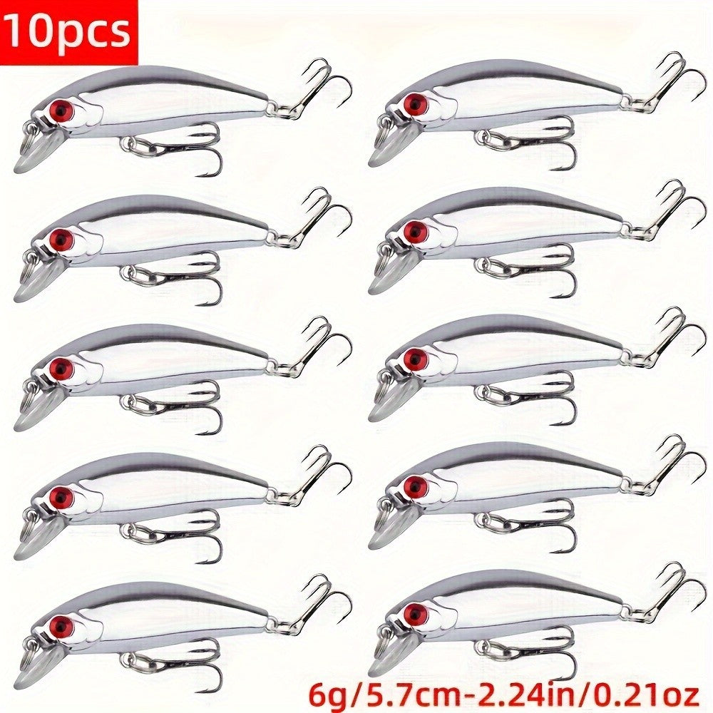 10pcs Silvery Mini Fishing Lures Kit for Freshwater and Saltwater Fishing