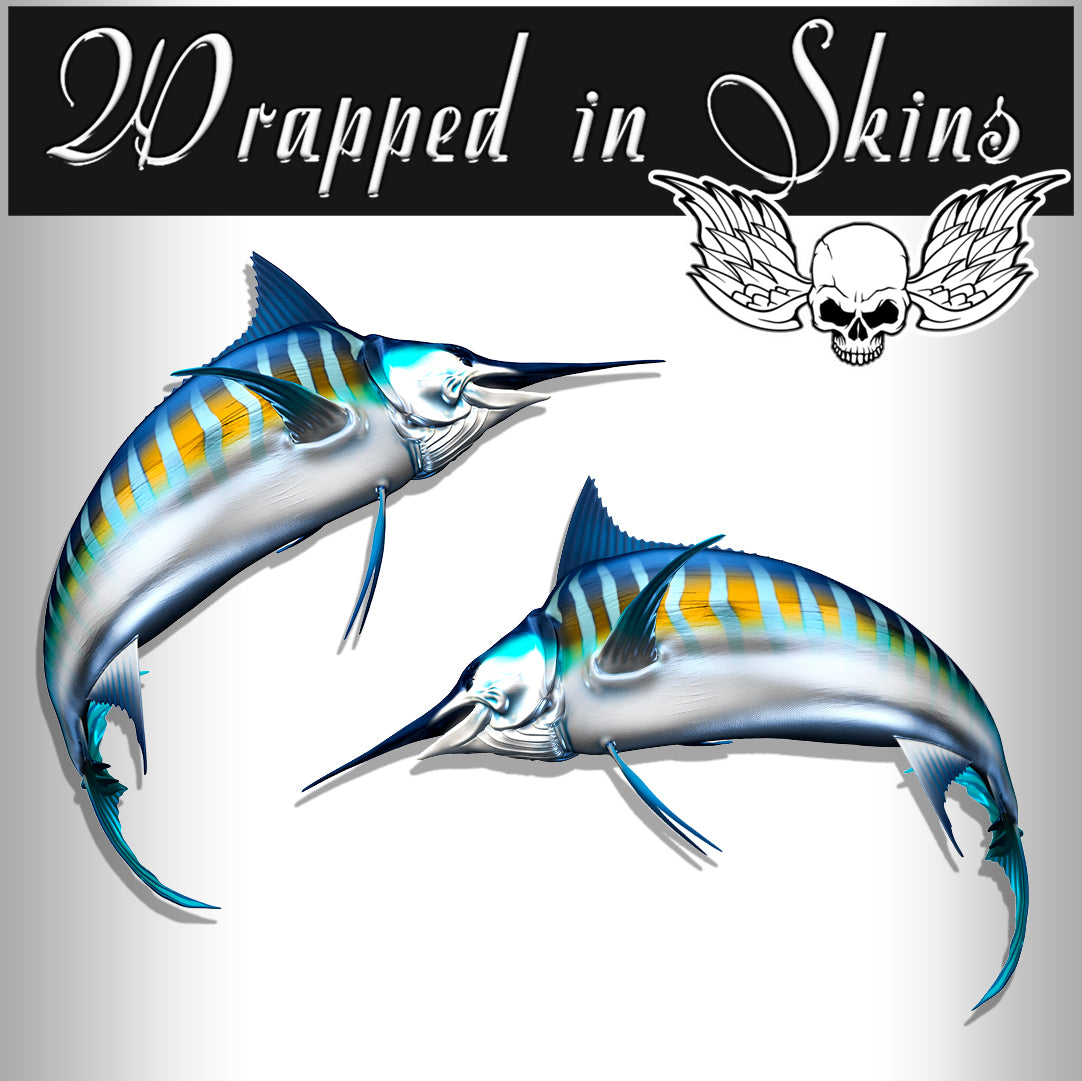 Fish Decals for Tackle Boxes RV Trucks - Striped Marlin Sticker Set
