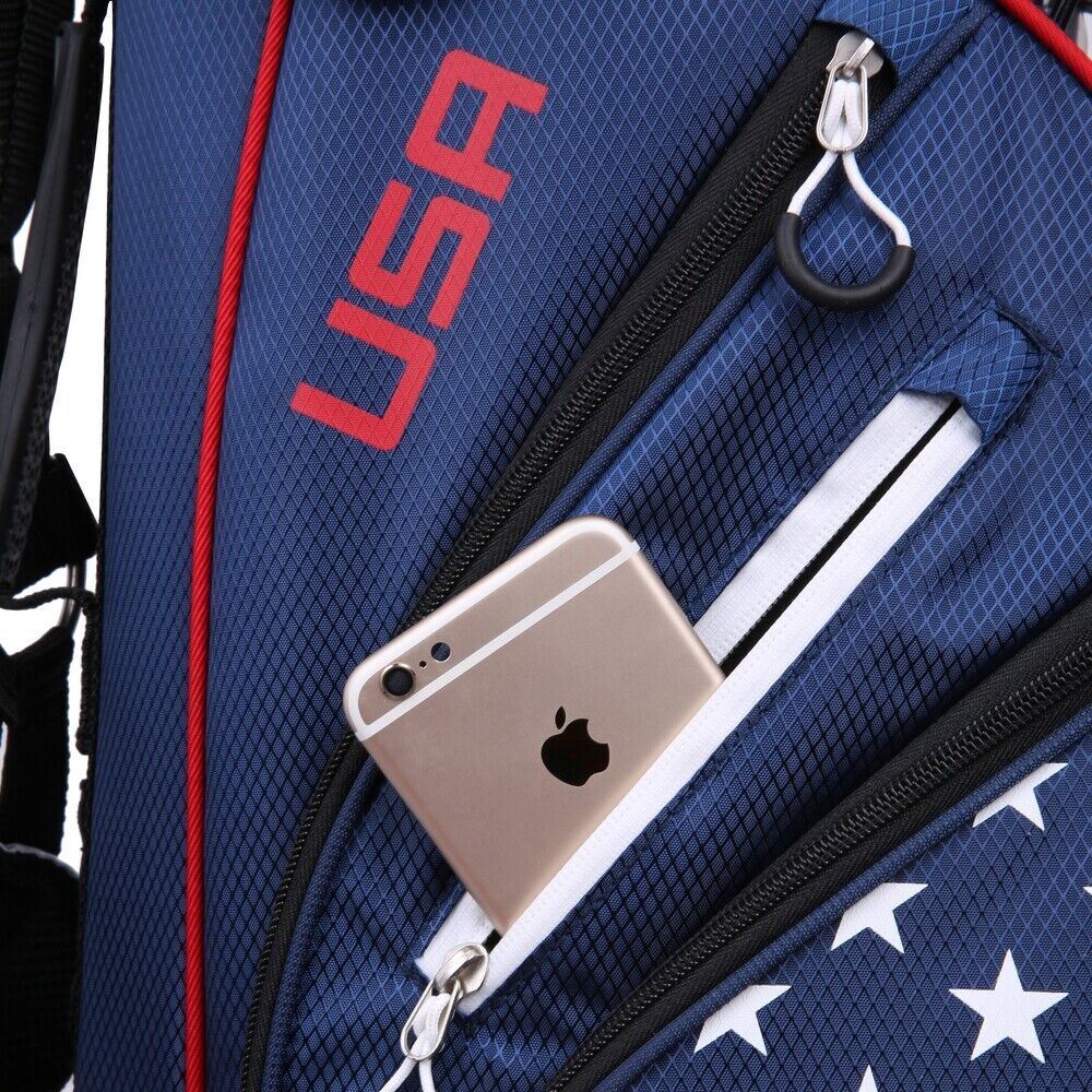 Lightweight Golf Stand Bag with Dual Straps 7 Inch USA Flag