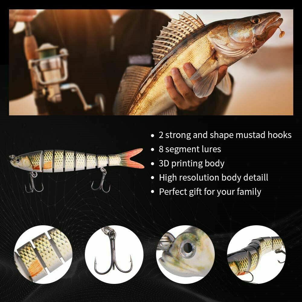 5PCS Lifelike Fish Lure with Treble Hooks - Bionic Bait for Freshwater & Saltwater Fishing